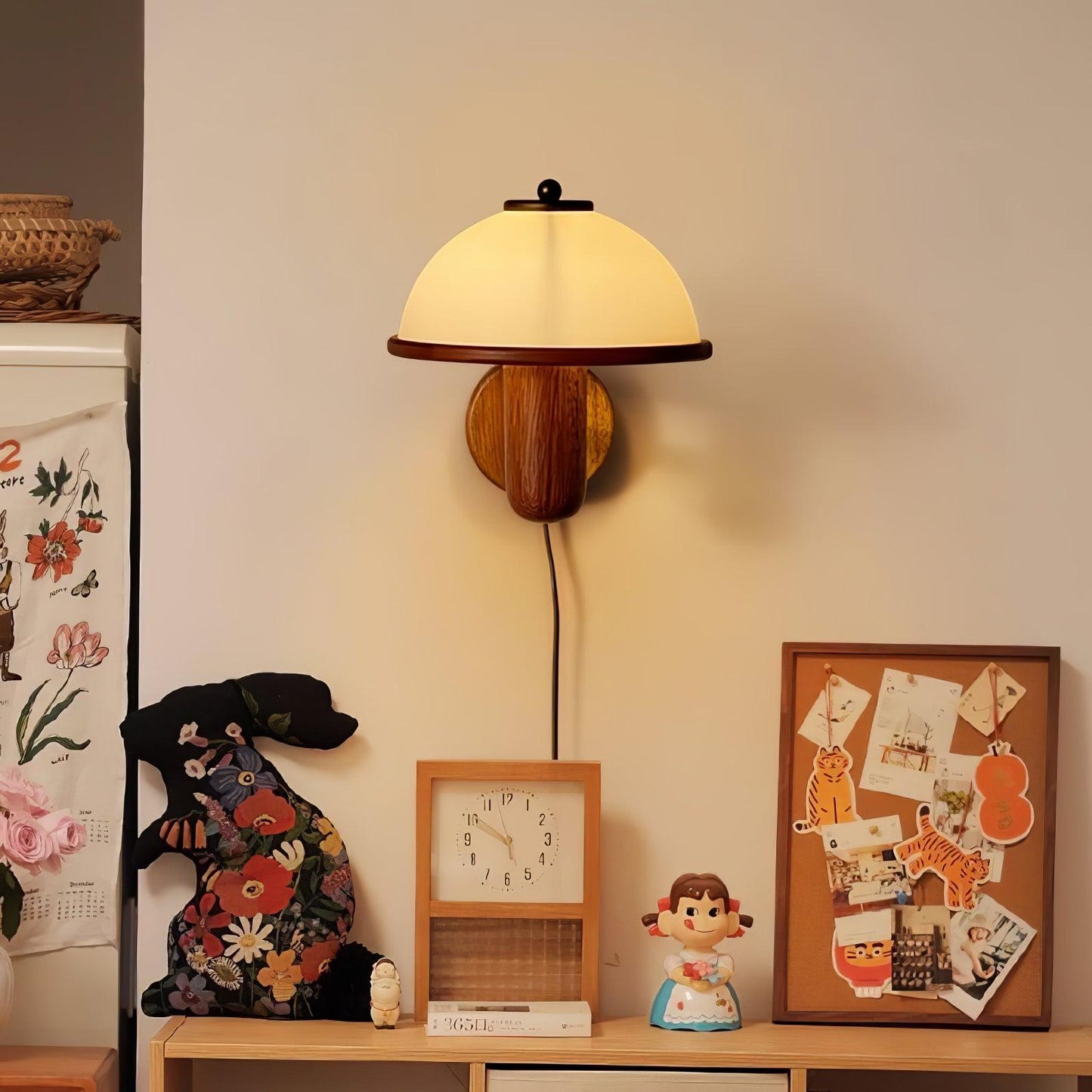 Oak Wood Mushroom Wall Lamp Ambient Living Room Light NALANI