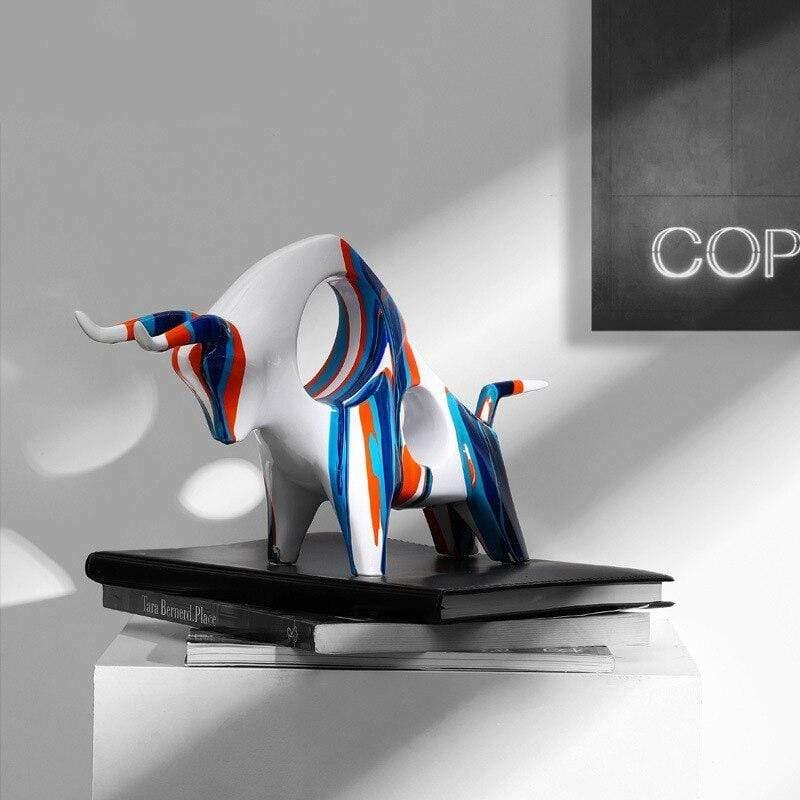 Anchor Bull Sculpture Decorative Resin Art for Modern Home Decor Iron Horn NALANI
