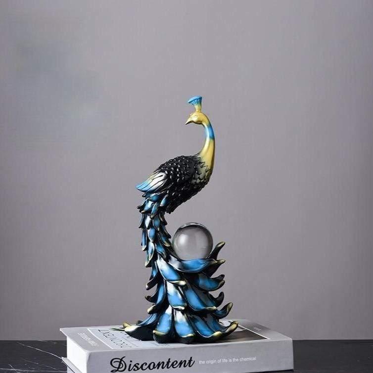 Unique Peacock Sculpture for Creative Home Decor and Elegant Spaces Azure Plume NALANI