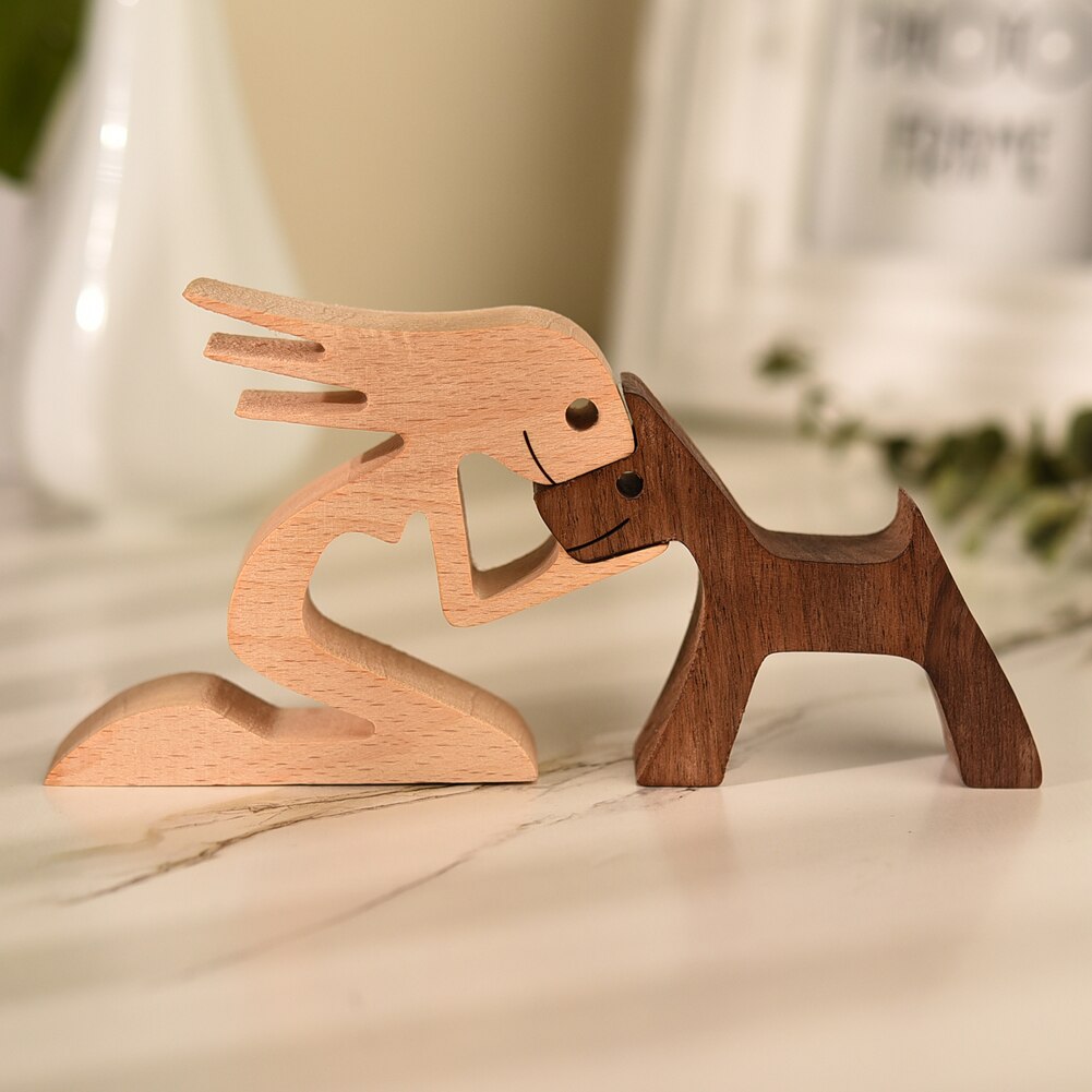 ArtCreativ Nordic Wooden Dog Sculptures for Home and Office Decor Kneeling NaLani