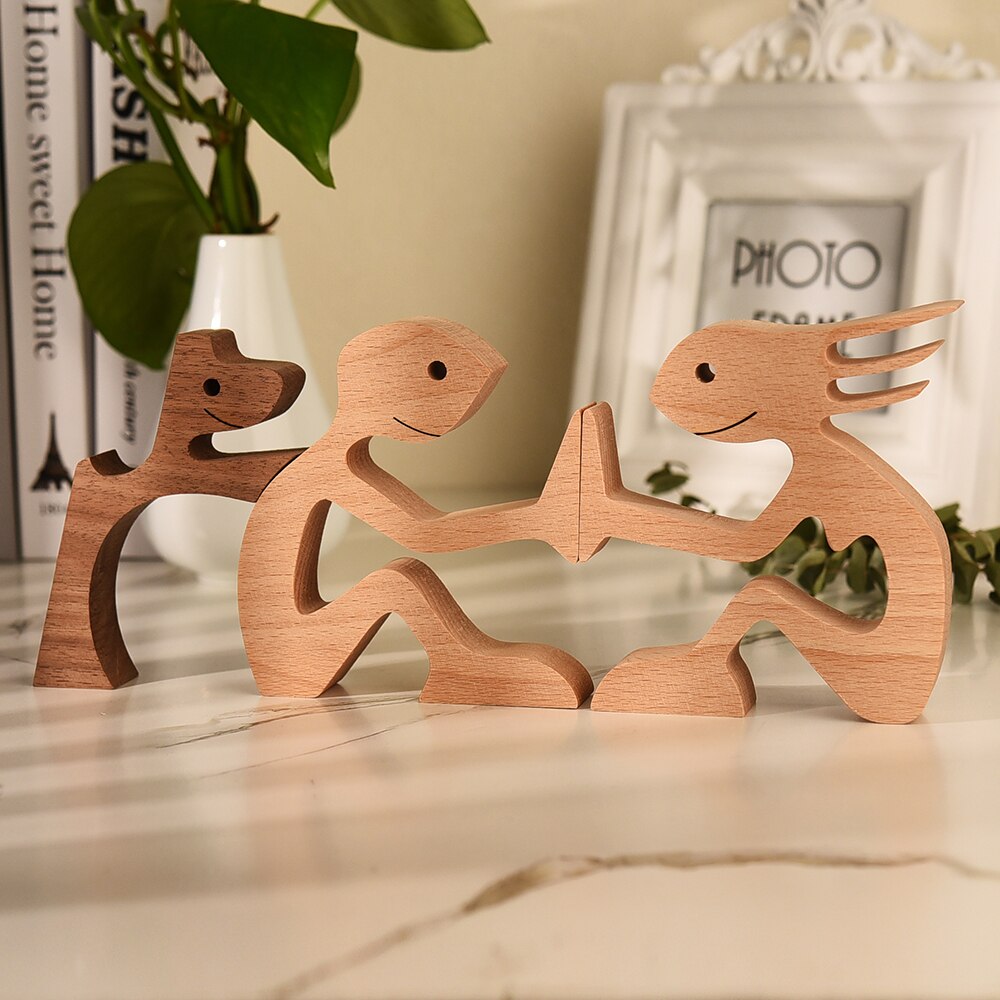 ArtCreativ Nordic Wooden Dog Sculptures for Home and Office Decor Sitting NaLani
