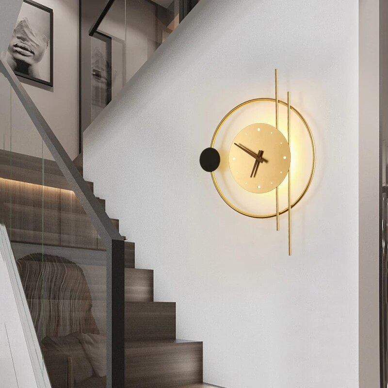 Artistic Wall Clock with Integrated Lamp for Modern Home Decor NaLani