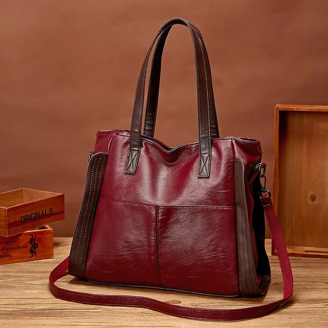Vegan Leather Tote Bag For Women Elegant Everyday Style Winered NALANI