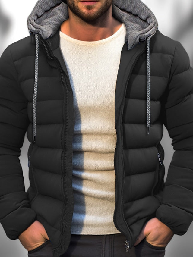 Marbo | Mens Lightweight Winter Coat With Zipper Hood Drawstring