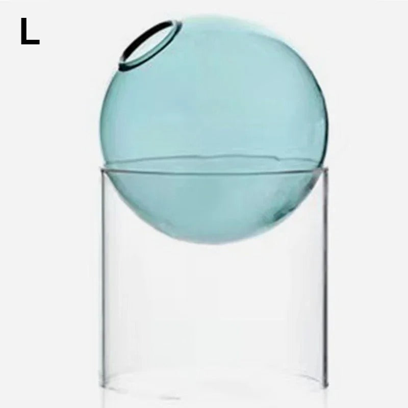 Nordic Minimalist Hydroponic Glass Vase for Bouquets Light Blue L NALANI