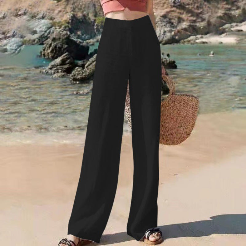 Ovara | Women's Wide-Leg Pants Trousers - High Waist - Breathable Lightweight Fabric