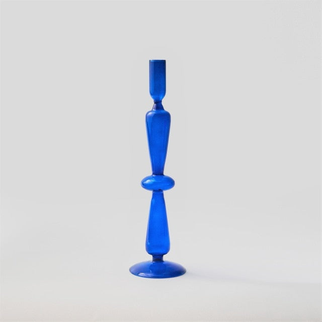 Blue Glass Taper Candle Holder and Vase Collection for Home Decor Queen Candle Holder NaLani