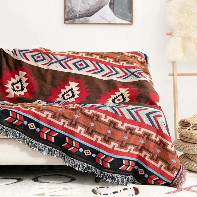 Vibrant Throw Blanket Collection with Braided Fringe Ends 12 NaLani