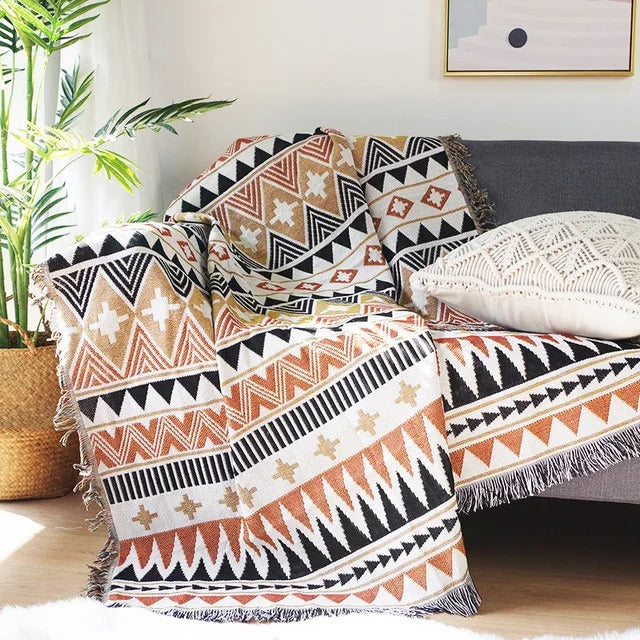 Vibrant Throw Blanket Collection with Braided Fringe Ends 8 NaLani