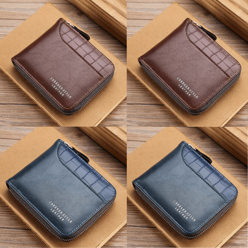 Premium Leather Wallet For Men With Card Slots And Coins 1 Brown 1 Blue NALANI