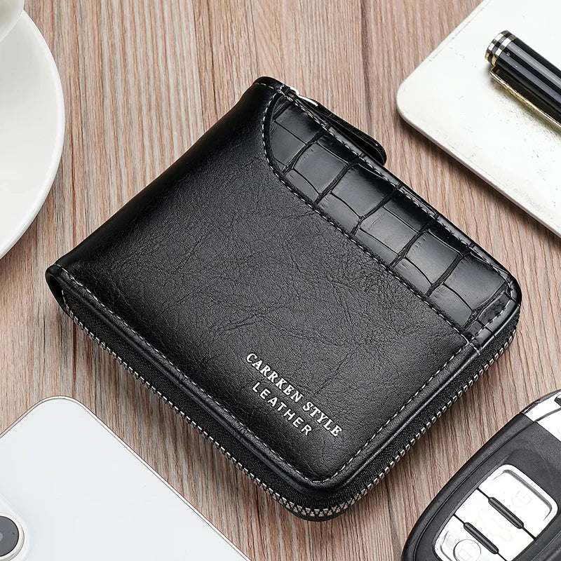 Premium Leather Wallet For Men With Card Slots And Coins Black NALANI