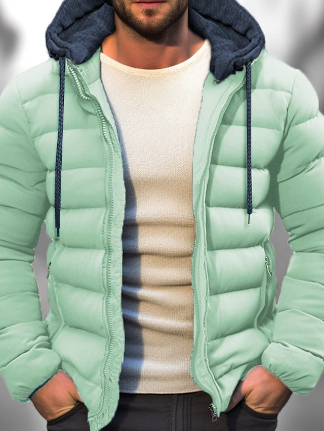 Marbo | Mens Lightweight Winter Coat With Zipper Hood Drawstring