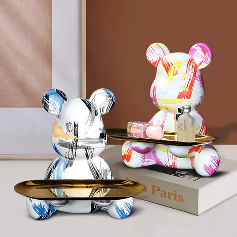 Crayvora | Bear Graffiti Painted Sculpture Table Tray for Home Decor NaLani