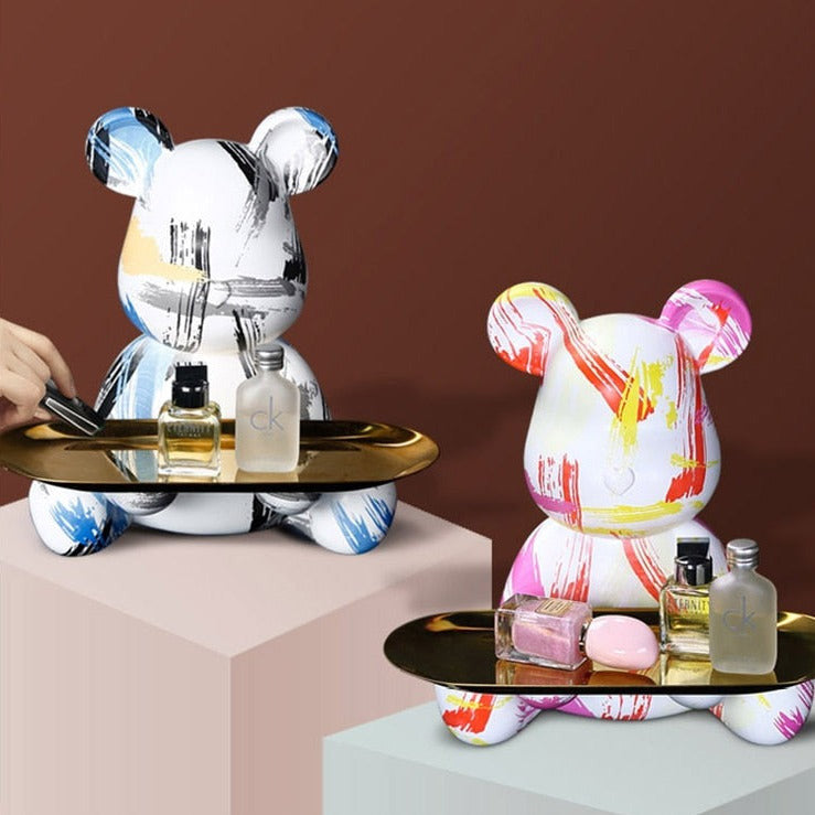 Crayvora | Bear Graffiti Painted Sculpture Table Tray for Home Decor NaLani