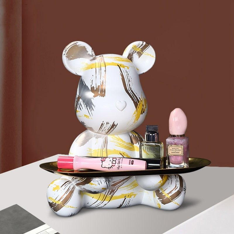 Crayvora | Bear Graffiti Painted Sculpture Table Tray for Home Decor Yellow NaLani