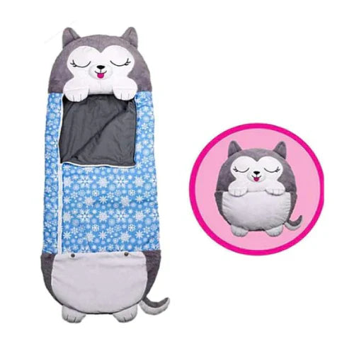 Magical Kids Plush Sleeping Bag With Pillow All In One Gray husky NALANI