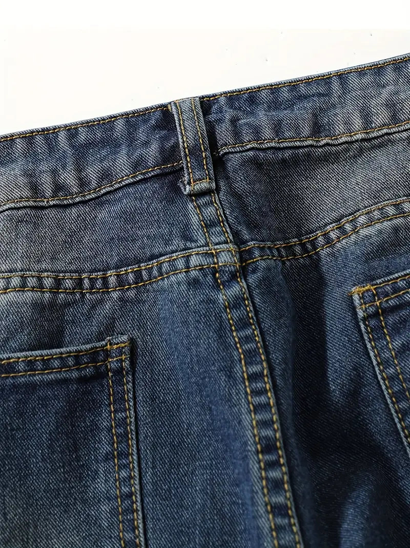 Caleni | Women's high-waisted casual loose denim jeans