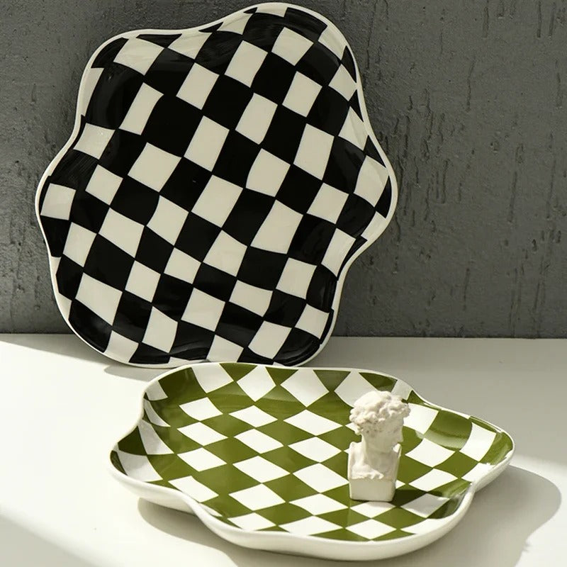 Retro Checkered Tray For Picnic And Home Decor Atmosphere NALANI