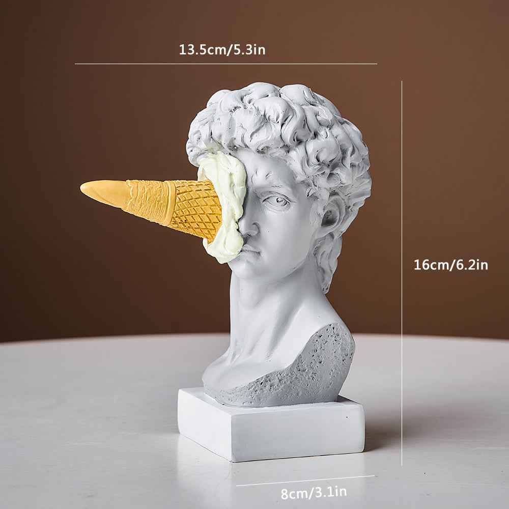 David Ice Cream Statue Home Decor for Creative Bookshelf Display Yellow NaLani