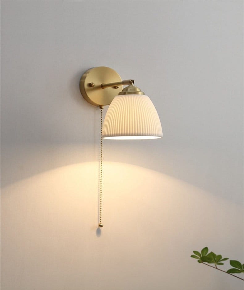 Diapole | Ribbed Ceramic Wall Light in Long Cylinder Lantern Shape with Bulb Cup NaLani