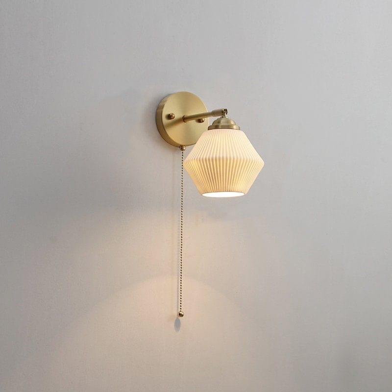 Diapole | Ribbed Ceramic Wall Light in Long Cylinder Lantern Shape with Bulb Diamond NaLani