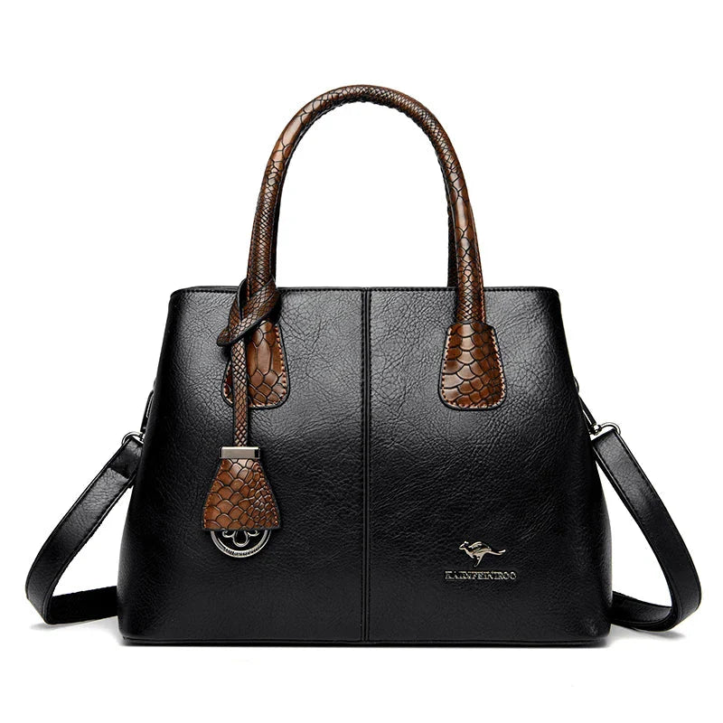 Womens Vegan Leather Bag Elegant Tote For Everyday Use Black NALANI