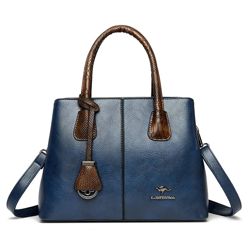 Womens Vegan Leather Bag Elegant Tote For Everyday Use Blue NALANI