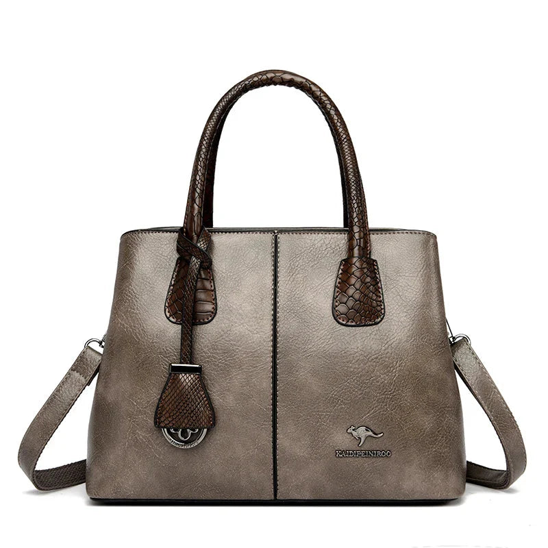 Womens Vegan Leather Bag Elegant Tote For Everyday Use Gray NALANI