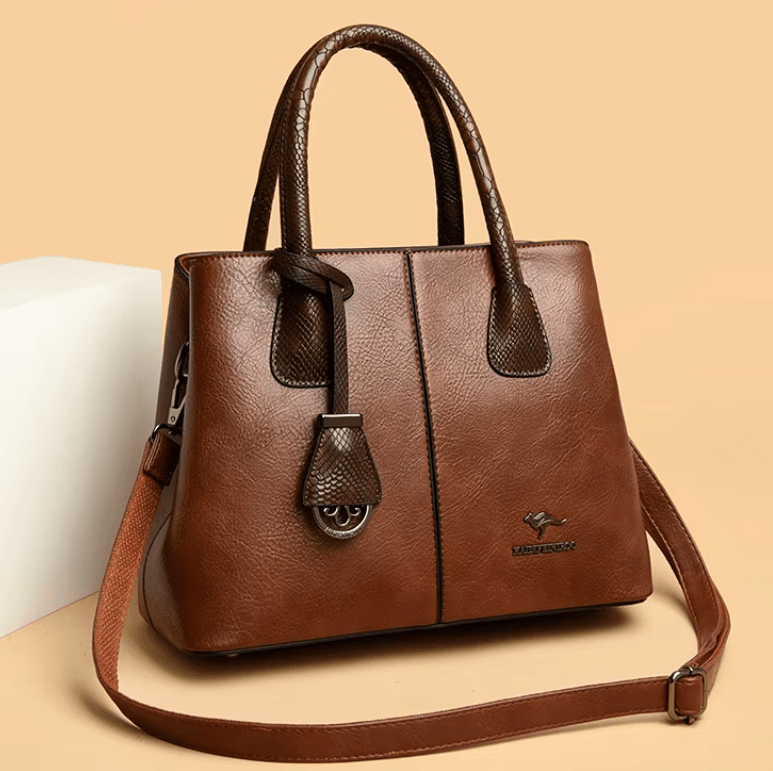 Womens Vegan Leather Bag Elegant Tote For Everyday Use Brown NALANI