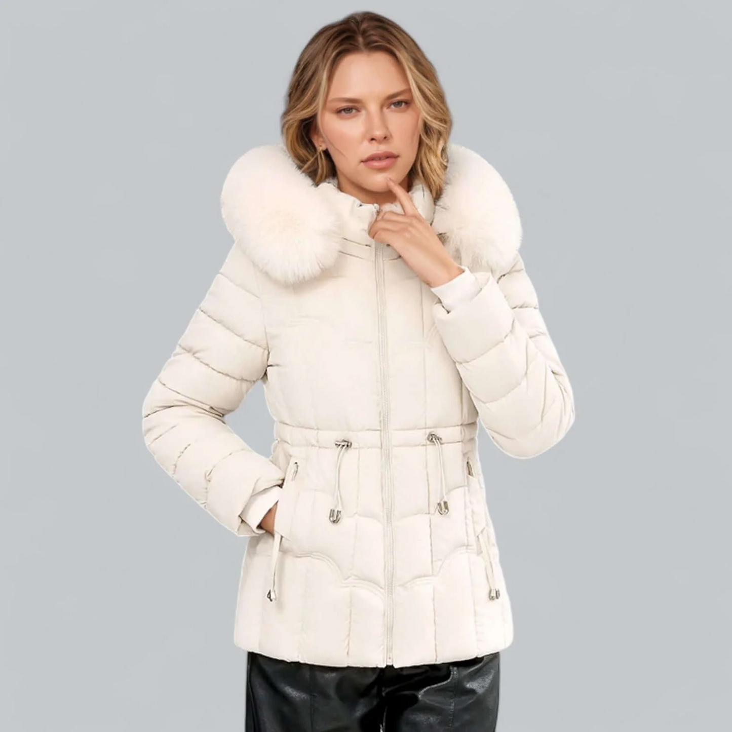 Liana | Women’s Parka Coat – Quilted Insulated – Tailored Fit – Faux Fur Hood – Mid Length