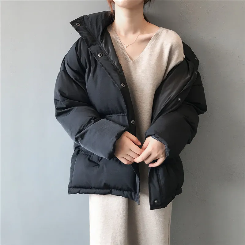 Women’s Parka Winter Jacket – Oversized Fit – Quilted Insulation – High Collar – Snap Closure