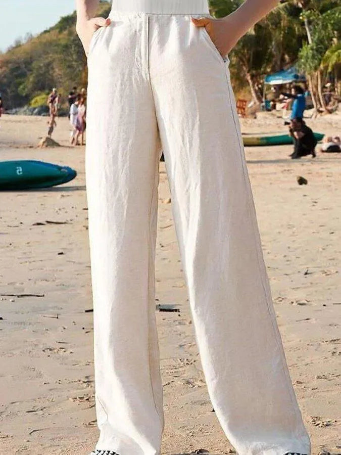 Ovara | Women's Wide-Leg Pants Trousers - High Waist - Breathable Lightweight Fabric