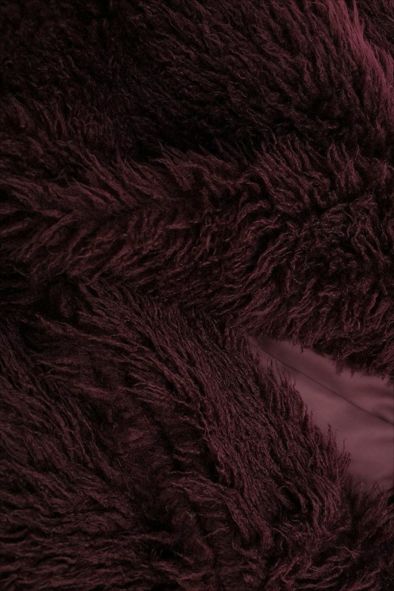 Bordeaux Shaggy Faux Fur Coat Luxury Warm Winter Jacket NALANI