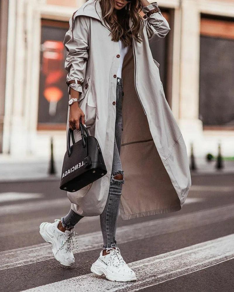 Avenari | Chic Long Waterproof Coat with Lightweight Design for Spring