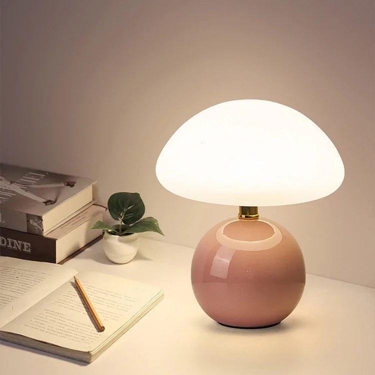 Ceramic LED Mushroom Table Lamp for Elegant Bedroom Décor NaLani
