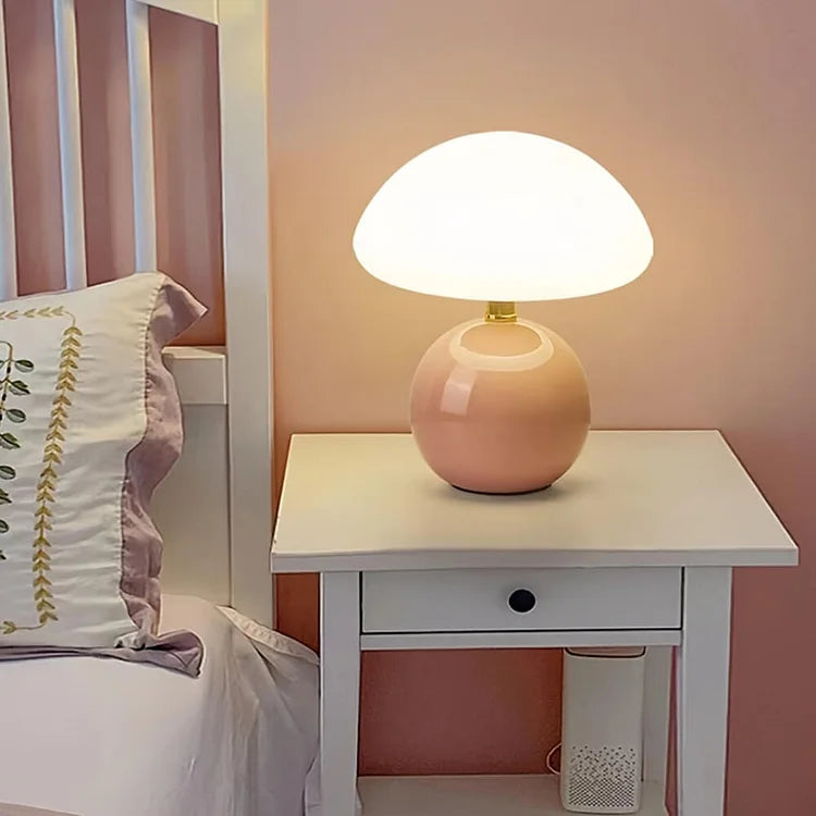 Ceramic LED Mushroom Table Lamp for Elegant Bedroom Décor NaLani