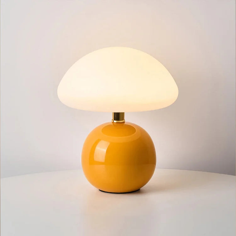 Ceramic LED Mushroom Table Lamp for Elegant Bedroom Décor Orange NaLani