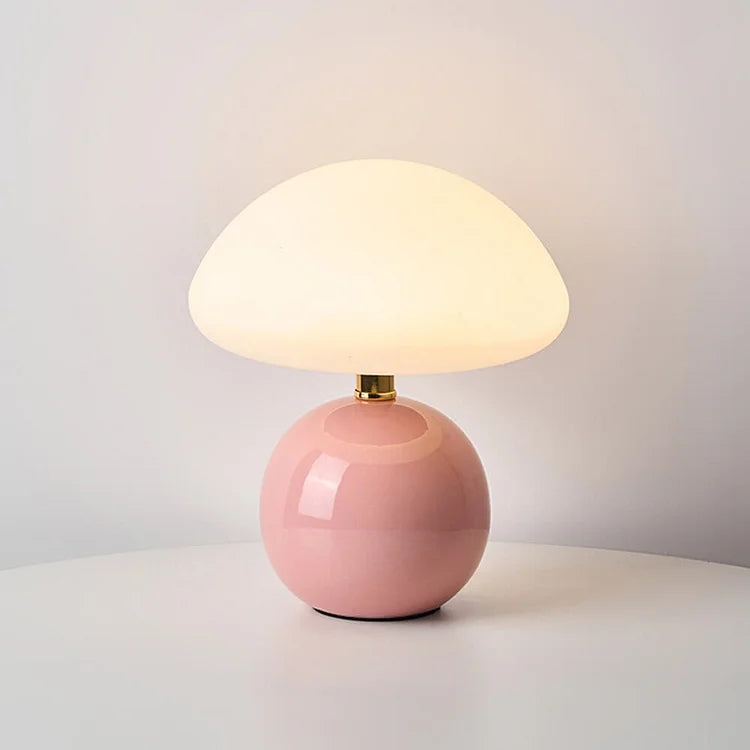 Ceramic LED Mushroom Table Lamp for Elegant Bedroom Décor Pink NaLani