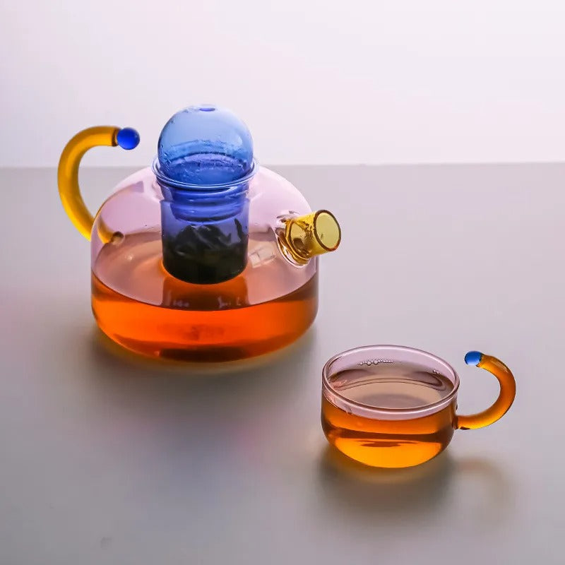 Neo Tokyo Teapot and Mug Set Modern Neon Glass Design NaLani