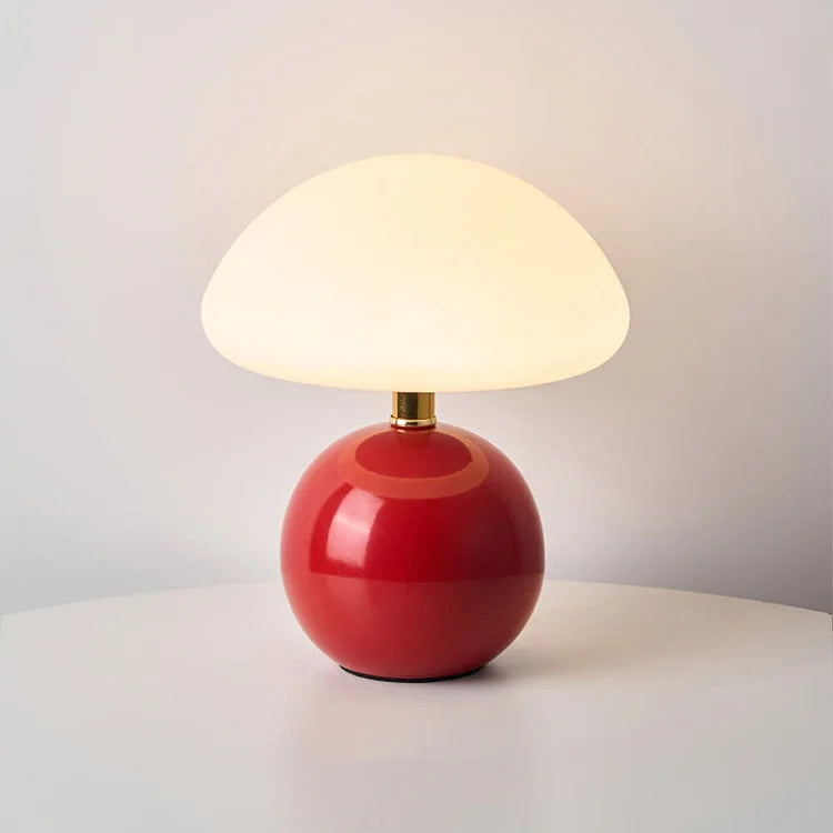 Ceramic LED Mushroom Table Lamp for Elegant Bedroom Décor Red NaLani
