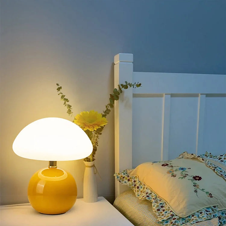 Ceramic LED Mushroom Table Lamp for Elegant Bedroom Décor NaLani