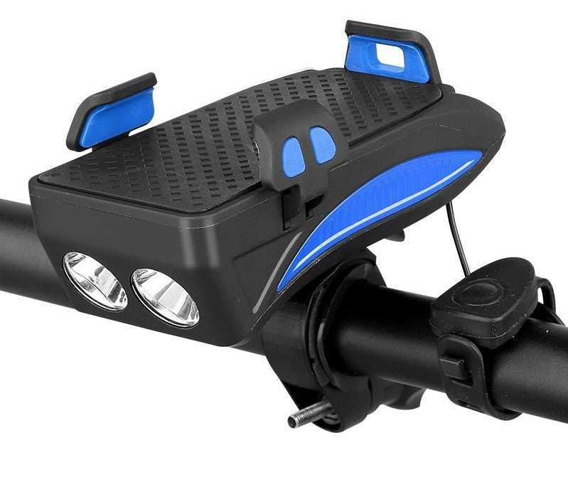 Bicycle 4 In 1 Phone Holder Power Bank Light Horn Gadget Blue NALANI