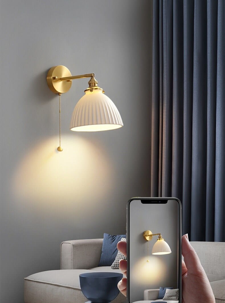 Fiorani Casa | Ceramic Wall Light in Pleated Cup Shape with Bulb Included NaLani