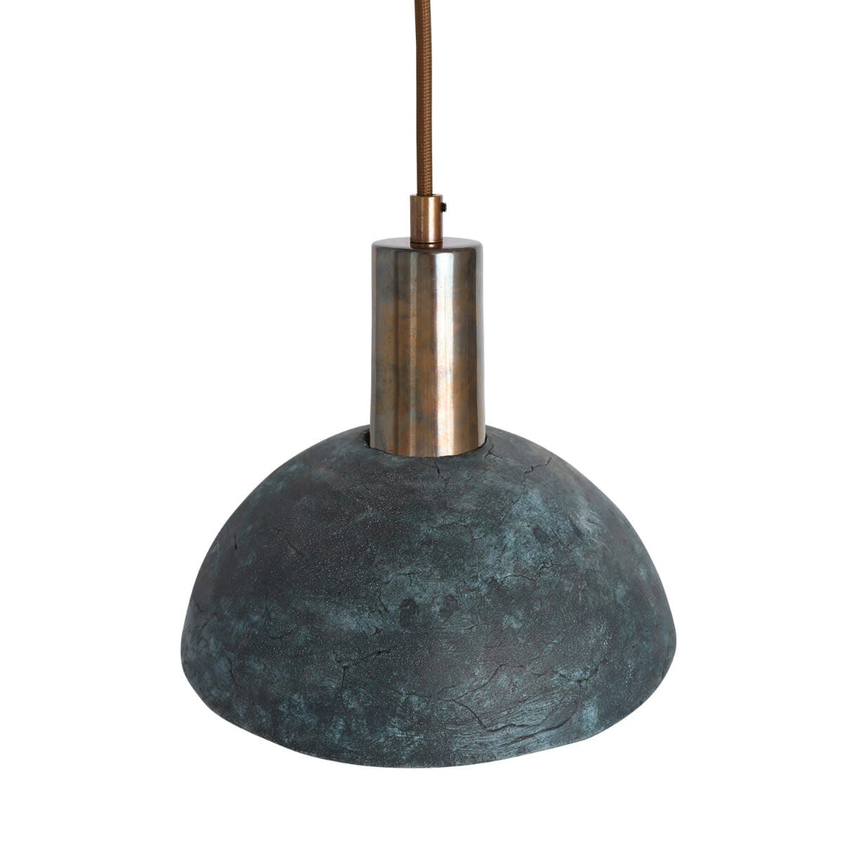 Fiorani Casa | Organic Ceramic Dome Pendant Light 20cm in Blue Earth NaLani