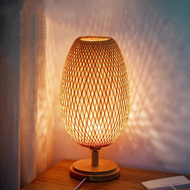 Fiorani Casa | Vintage Bamboe Boho Tablelamp for Timeless Elegance Big Wood H48 cm * B18 cm NaLani