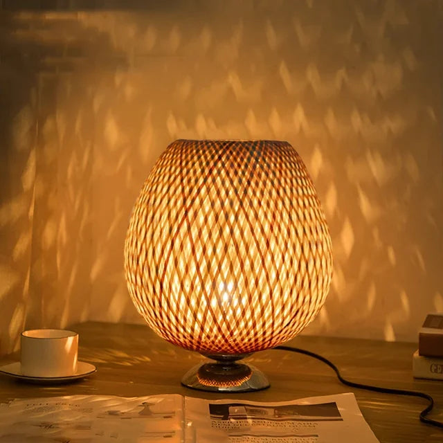 Fiorani Casa | Vintage Bamboe Boho Tablelamp for Timeless Elegance Small Metal H30 cm * B23 cm NaLani