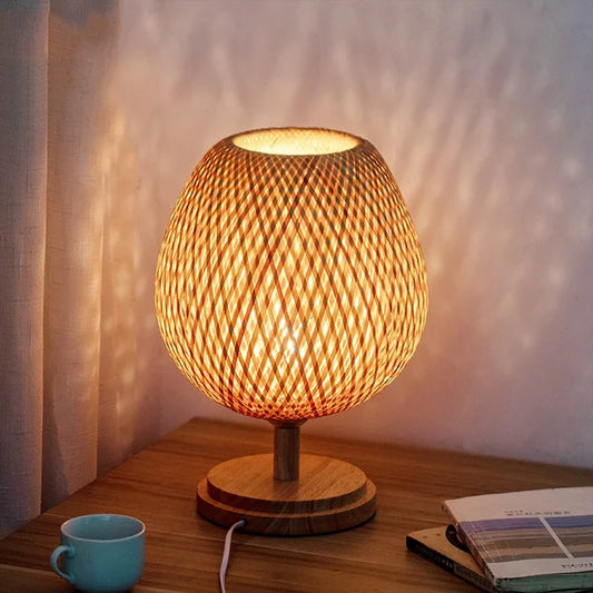 Fiorani Casa | Vintage Bamboe Boho Tablelamp for Timeless Elegance Small Wood H36 cm * B23 cm NaLani