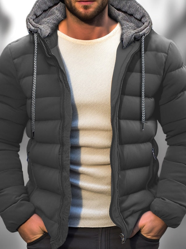 Marbo | Mens Lightweight Winter Coat With Zipper Hood Drawstring