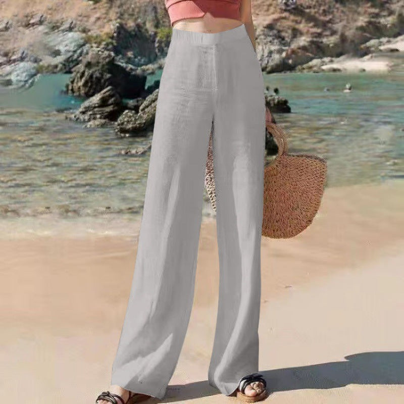 Ovara | Women's Wide-Leg Pants Trousers - High Waist - Breathable Lightweight Fabric