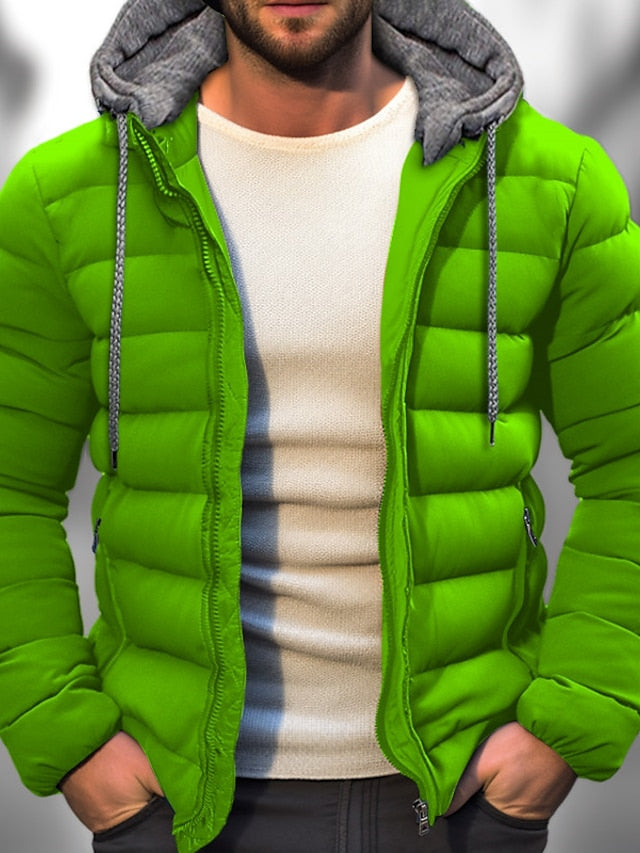 Marbo | Mens Lightweight Winter Coat With Zipper Hood Drawstring